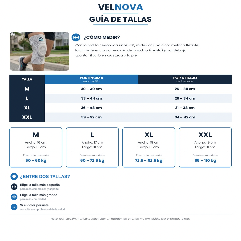 Rodillera Compresiva Ajustable Velnova