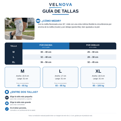 Rodillera Ortopédica de Compresión Ajustable Velnova