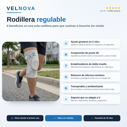 Rodillera Ortopédica de Compresión Ajustable Velnova